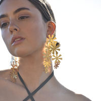 Venezia Artisan 24K Petal Sculpture Earrings (Oversized) image