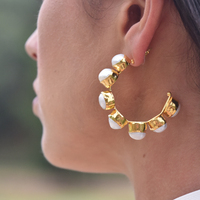Annalisa 24K Natural Pearl Hoop Earrings image