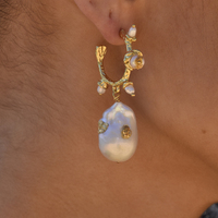 Francoise Luxury 24K Baroque Pearl Drop Earrings (with Gold Leaf) image
