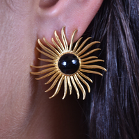 Lumina Artisan 24K Onyx Sun Earrings image