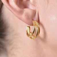 Laure Artsy Curved Lining Earrings (Gold) image