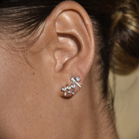 Nour Fine Diamante Blind Earrings (Silver)