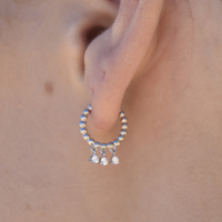 Augusta Beaded Zirconia Drop Earrings (Silver) image