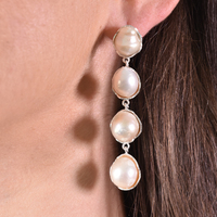 Esmerelda Luxury Baroque Pearl Earrings - Silver image
