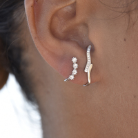 Alanna Diamante Curve Stud Earrings (Silver) image