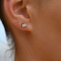 Aquarius Artisan Zirconia Pavé Stud Earrings (Silver) image