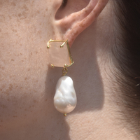 Carlotta 24K Baroque Pearl Drop Earrings (Rose Quartz) image