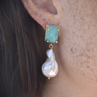 Carlotta 24K Baroque Pearl Drop Earrings (Turquoise) image
