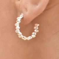 Aisling Beaded C Hoop Earrings (Silver) image