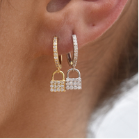 Beatriz Diamante Padlock Drop Earrings (Silver) image