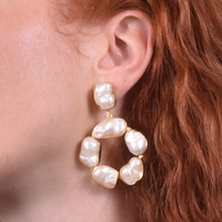 Laurent 22K Luxury Baroque Pearl Hoop Earrings image