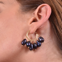 Nerissa Black Freshwater Pearl Drop Earrings image