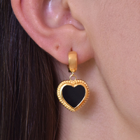 Esmeray Black Onyx Heart Drop Earrings image