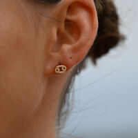 Cancer Artisan Zirconia Pavé Stud Earrings (Gold) image