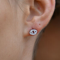 Cancer Artisan Zirconia Pavé Stud Earrings (Silver) image