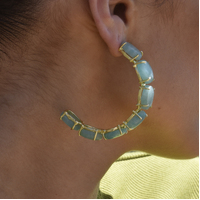 Jemila Chalcedony Gemstone Hoop Earrings image