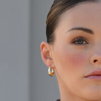 Tate Sculptural Huggie Hoop Earrings (Gold) image