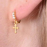 Anesha Dainty Cross Drop Earrings (Gold) image