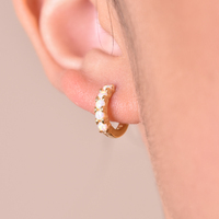 Larisa Dainty Opal Hoop Earrings image