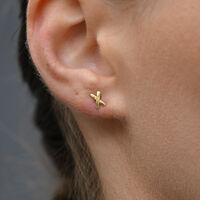 Kiss Kiss Dainty Cross Earrings (Gold) image