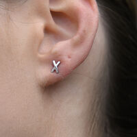 Kiss Kiss Dainty Cross Earrings (Silver) image