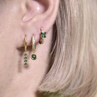 Jadie Dainty Zircon Drop Earrings (Emerald Green) image