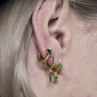 Jovie Dainty Zircon Spike Drop Earrings (Emerald Green) image