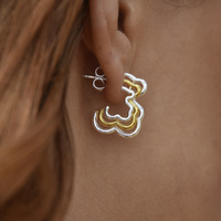 Noemie Dual Tone Bear Outlined Earrings image