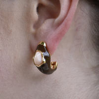 Lafayette Enamel Croissant C Hoop Earrings (Coffee) image