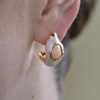 Lafayette Enamel Croissant C Hoop Earrings (Cream) image