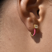 Gabriela Diamante Enamel U Huggie Earrings (Fuchsia) image