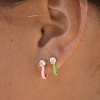 Gabriela Diamante Enamel U Huggie Earrings (Green) image