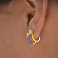 Gabriela Diamante Enamel U Huggie Earrings (Yellow) image