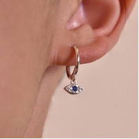 Katia Dainty Evil Eye Drop Earrings (Silver) image