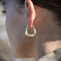 Giverny Artisan Fluid Huggie Earrings (Gold) image