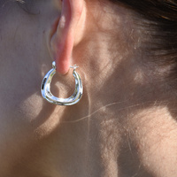 Giverny Artisan Fluid Huggie Earrings (Silver) image