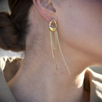 Stellar Drape Diamante Tassel Earrings (Gold) image