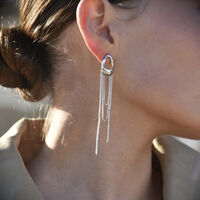 Stellar Drape Diamante Tassel Earrings (Silver)  image