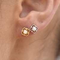Aeliana Dainty Opal Stud Earrings (Gold) image