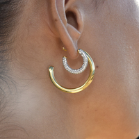 Massimo Diamante Dual Tone Hoop Earrings image