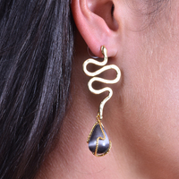 La Muse Artisan Cats Eye Stone Drop Earrings image