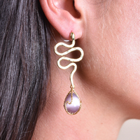 La Déesse Artisan Cats Eye Stone Drop Earrings image