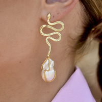 L 'amour 24K Luxury Baroque Pearl  Drop Earrings image