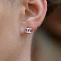 Gemini Artisan Zirconia Pavé Stud Earrings (Silver) image