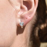 Delja Dainty Zircon Heart Huggie Earrings (Silver) image