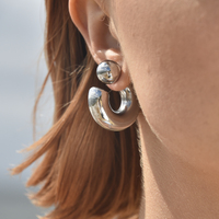 Adair Chunky C Hoop Earrings (Silver)