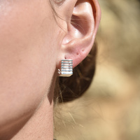 Zoie Artsy Cube Huggie Earrings (Silver) image