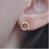 Little Crown Fish Rose Gold Stud Earrings image