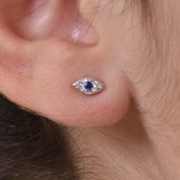 Clarity Dainty Evil Eye Stud Earrings (Silver) image