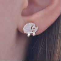 Little Hedgehog Dainty Silver Stud Earrings image
